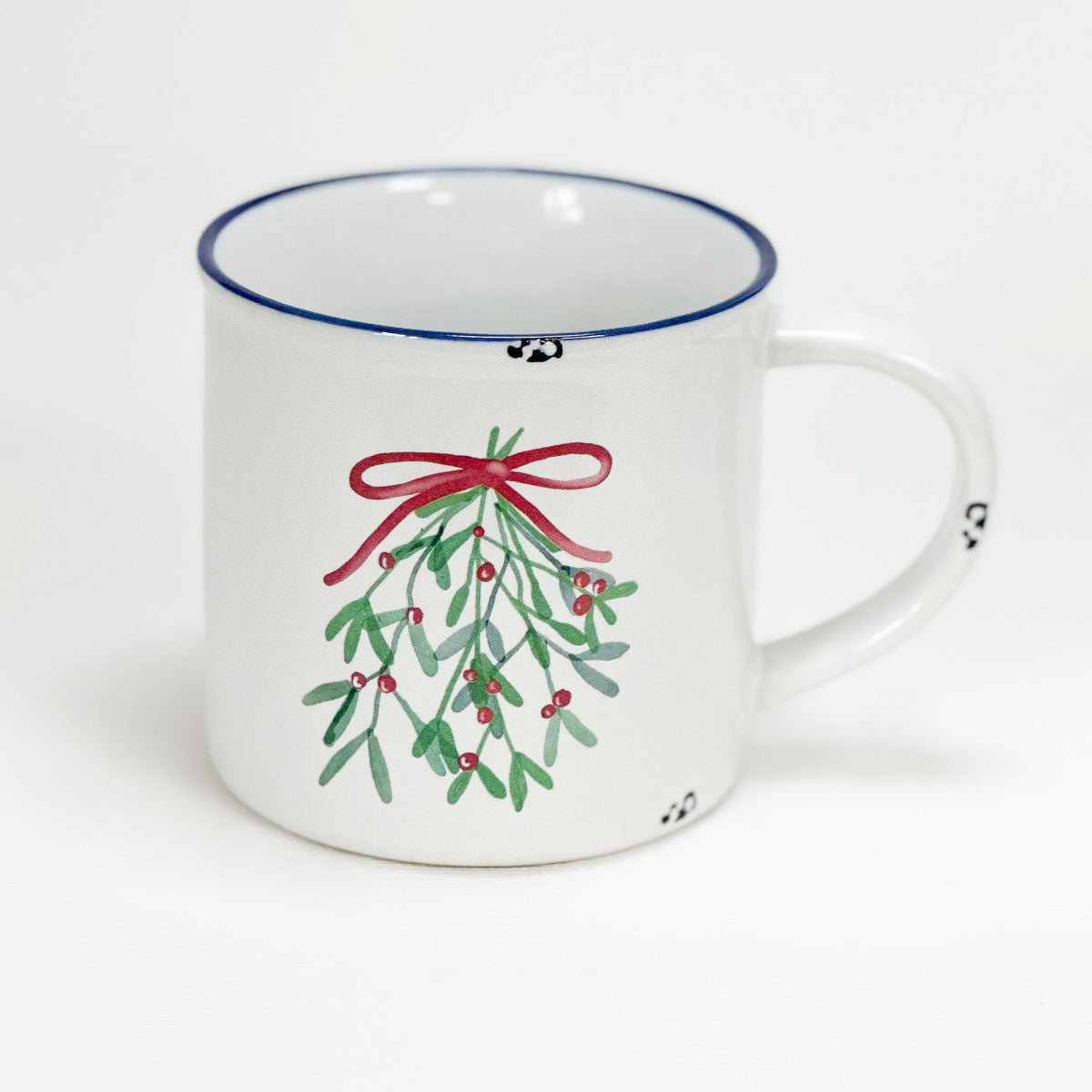 Keramiktasse, handbemalt mit einem Mistelzweig