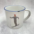 Keramiktasse mit einem Schifahrer mit roter Mütze, Wintertasse, großer Teebecher, vintage Look, Größe 1: 10x10cm