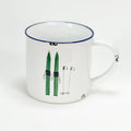 Keramiktasse mit grünen Schiern, Frühstückstee, Geschenk Schifahrer, Winterliebe, Tourengeher - Bild 1