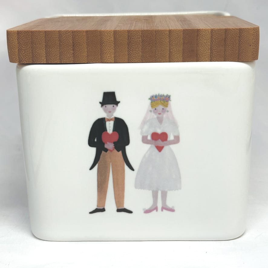 Salzfass mit Brautpaar, Hochzeit, Geldgefäß für Hochzeit