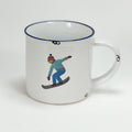 Keramiktasse Emaillelook mit blauem Rand, Snowboarder, Größe 1: 10x10cm - Bild 1
