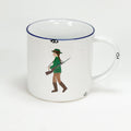 Keramiktasse im Emaille- Look mit einer Jägerin, vintage,  Größe 1: 0,46l - Bild 1