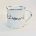 Keramiktasse im Emaille-Look mit Lieblingsmensch, Handschrift, Geschenk Liebling - Bild 1