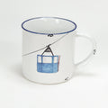 Keramiktasse mit blauer Gondel, vintage Look, für Schifahrer und Bergliebhaber, individualisierbar, Größe 1: 10x10cm - Bild 1