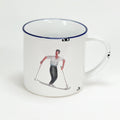 Keramiktasse im Emaille- Look mit Schifahrer, Tourengeher, Winterfrühstück, Bergliebe, Größe 1: 0,46l - Bild 1