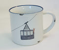 Keramiktasse mit grauer Seilbahngondel, Wintergeschirr, Weihnachtsgeschenk, vintage Tasse, Größe 1: 10x10cm