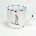 Keramiktasse im Emaille- Look 460 ml,  mit einer Tourengeherin - Bild 1