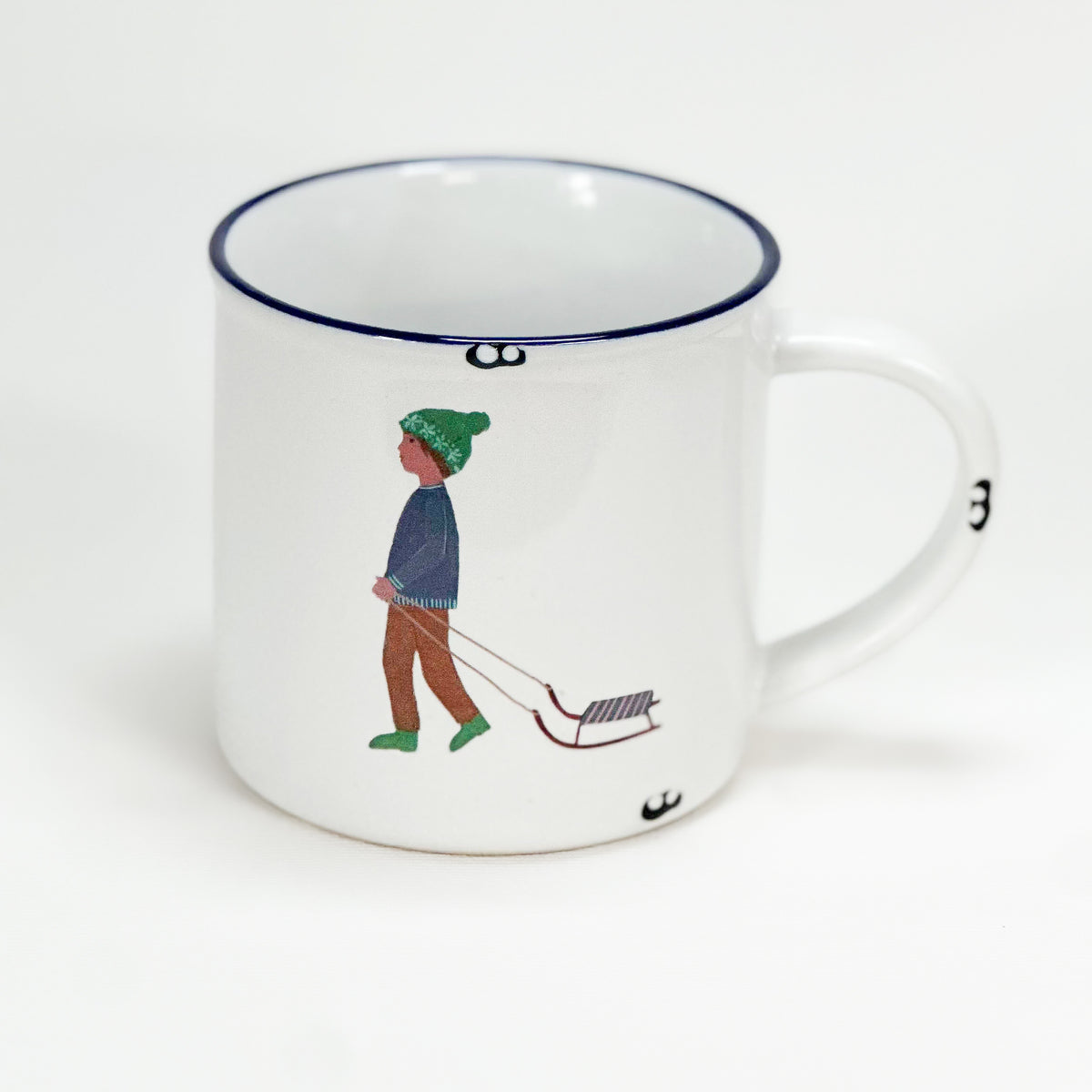 Keramiktasse Bub mit Schlitten - Bild 1
