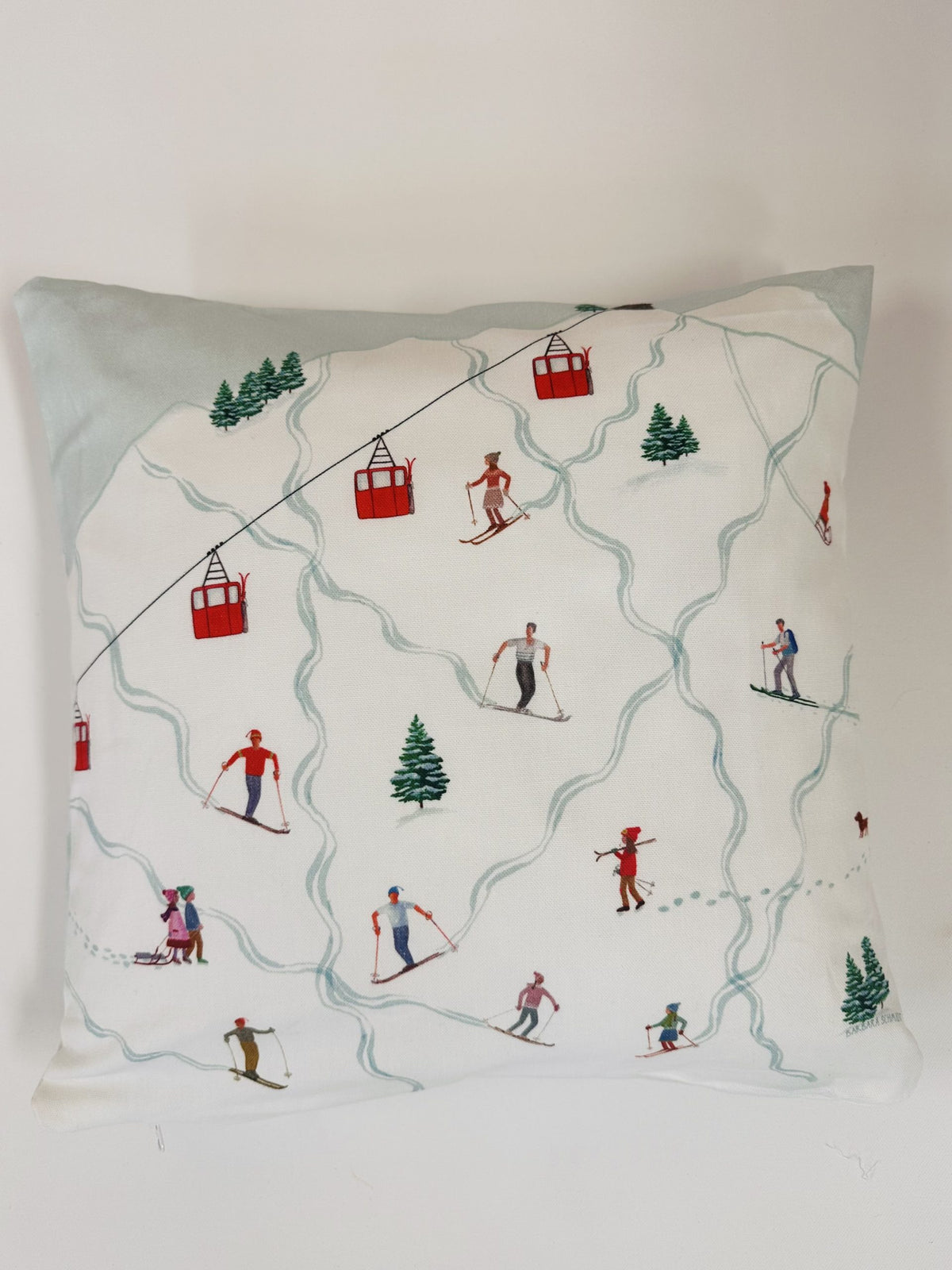 Kissenhülle Skifahrer, Kissenhüllen, Winterkollektion, Skifahrer, Barbara's Porzellanwerkstatt