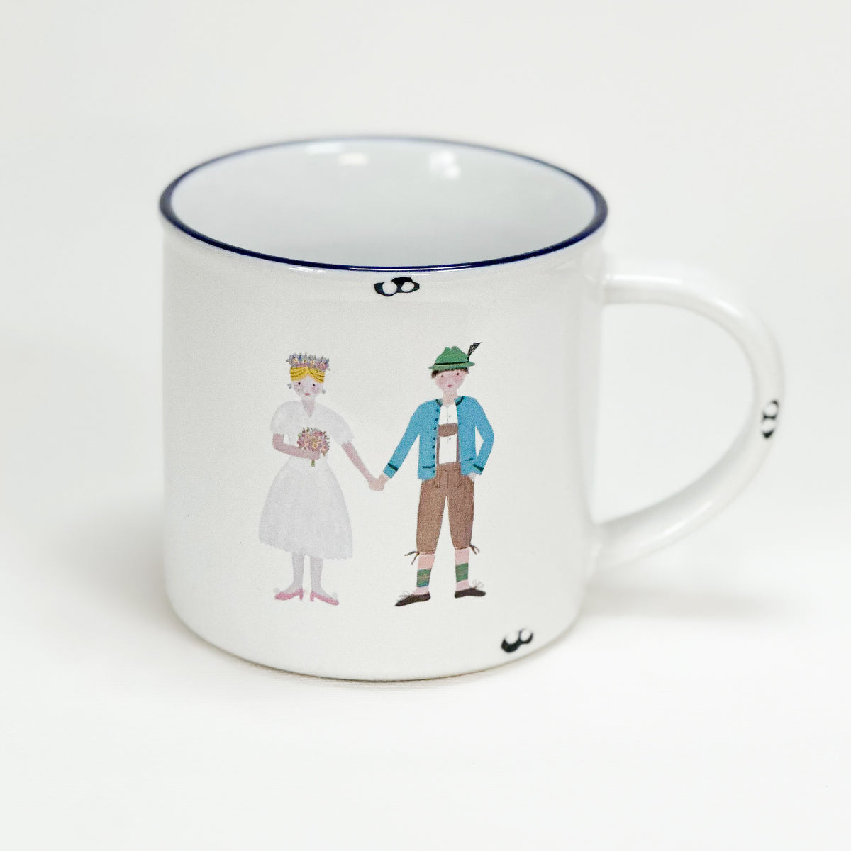 Keramiktasse mit Trachtenpaar, Lederhose, Dirndl, Frühstückstee, Hochzeit, Hochzeitstag, Tracht, Größe 1: 10x10cm - Bild 1