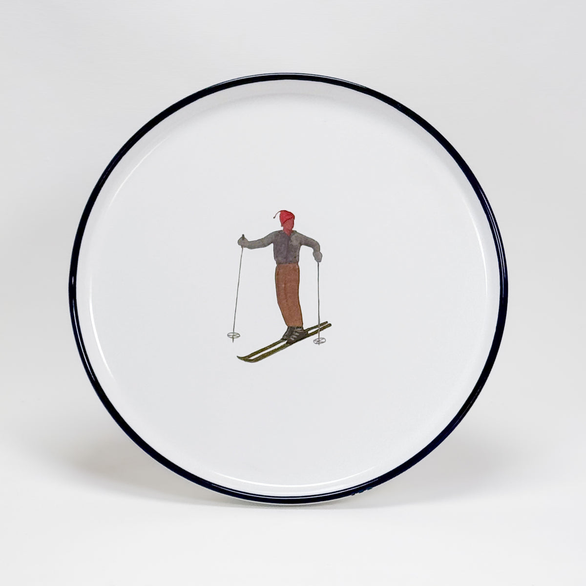 Keramikteller Skifahrer