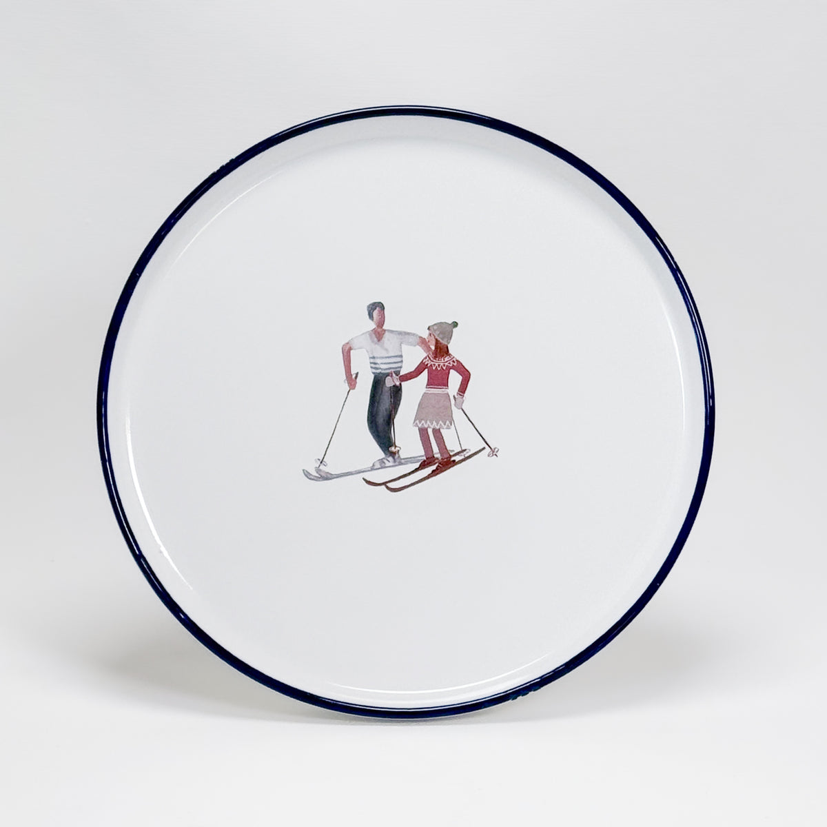 Keramikteller Skifahrerpaar